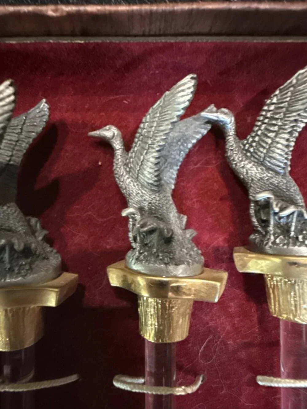 Vintage Port Barware Pewter Duck Glass Stir Sticks IOB